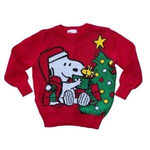 Jumping Beans Holiday Sweater Toddler Size 3T Snoopy & Woodstock Christmas Tree